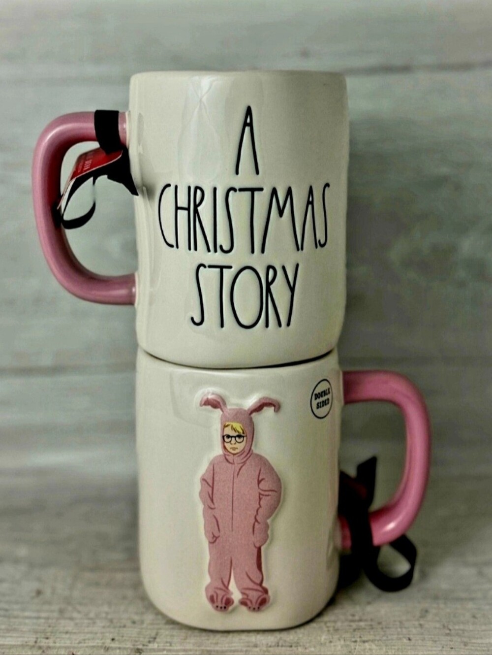 NWT Rae Dunn x Christmas Story "A Christmas Story" Mug | Pink Bunny Ralphie VHTF
